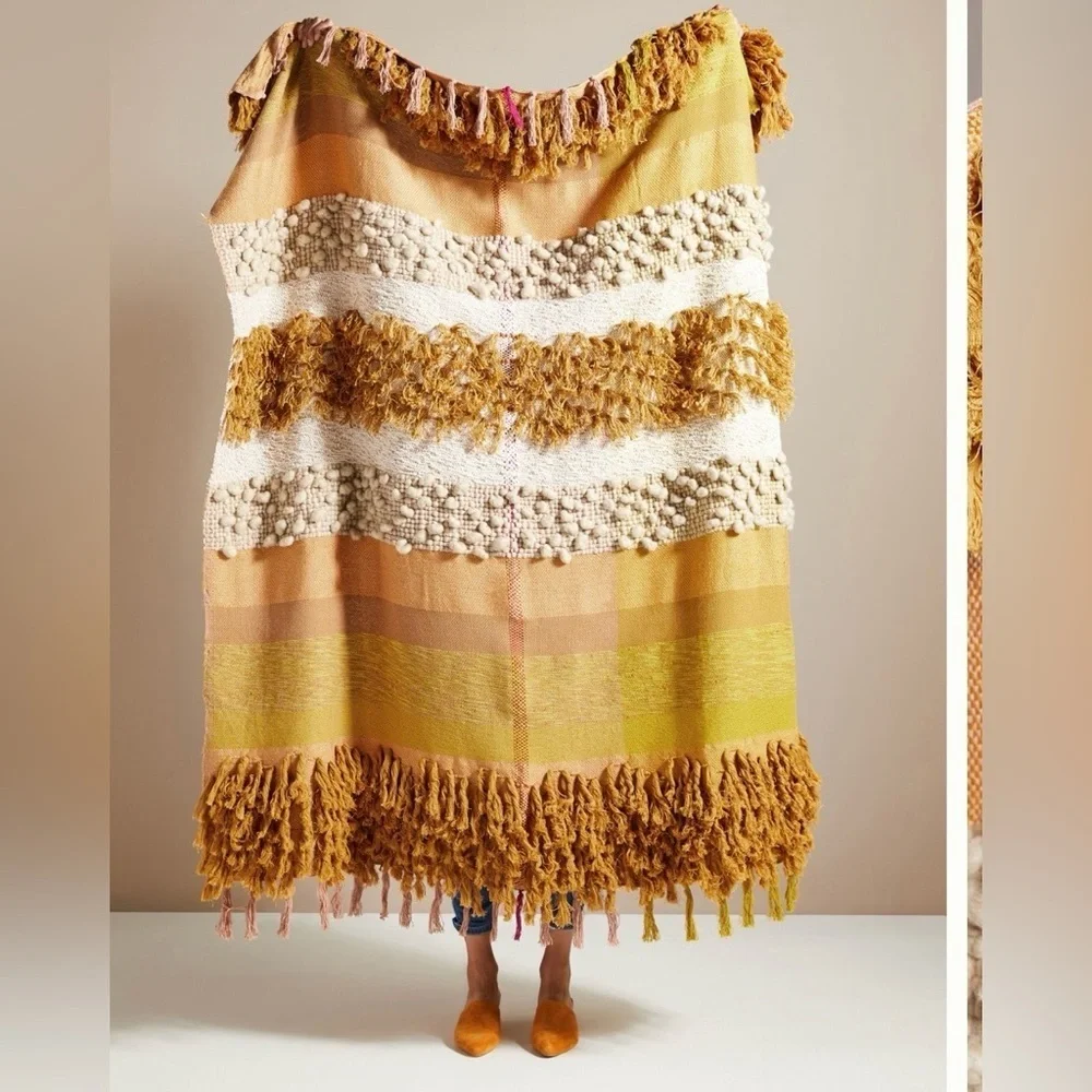 Anthropologie x All Roads Textured Bloomfield Throw Blanket Size 50x60 Inches